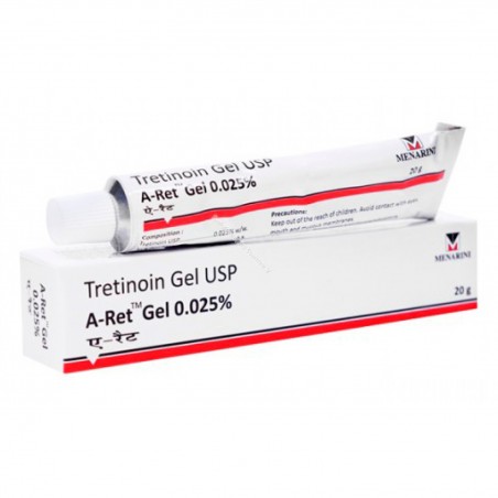 Gel A-Ret, RetinA, Anti-Rid, Anti-Acnee, Tretinoina 0.025% - Menarini - 20gr 