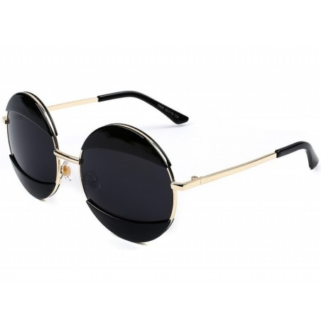 Ochelari de Soare, Zamo®, Corsia Blink, Protectie UV400, Model Rotund, Rama Neagra, Lentile Negre