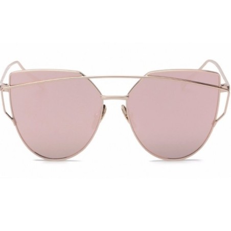 Ochelari de Soare, Zamo®, Apollo Norado, Protectie UV400, Model Cat Eye, Rama Aurie, Lentile Roz