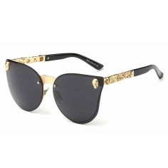 Ochelari de Soare, Zamo®, Punk Cats Black, Protectie UV400, Model Cat Eye, Rama Aurie, Lentile Negre