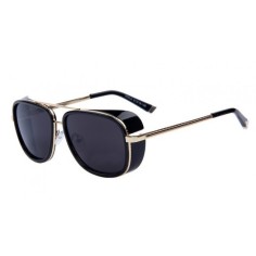 Ochelari de Soare, Zamo®, Musashi Iron Man Black, Protectie UV400, Model Steampunk, Rama Aurie, Lentile Negre