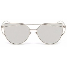 Ochelari de Soare, Zamo®, ApolloMercury, Protectie UV400, Model Cat Eye, Rama Argintie, Lentile Gri Oglinda