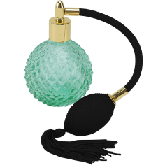 Perfume Bottle, Zamo®, Green Pump, with Screw-in Sprayer and Cap, Capacity 90ml, Vintage Model, Green
