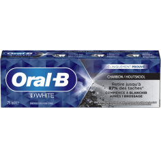 Pasta de Dinti, Oral-B, 3D White, Charcoal, indeparteaza Placa Bacteriana si Petele, cu Carbune, 75gr