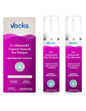 Set spuma pentru par, vocks, minoxidil 5%, sustine cresterea si regenerarea parului, pentru femei, fara parfum, 2x 60gr