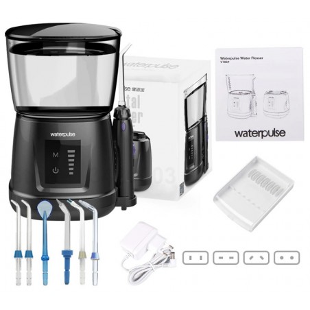 Dus Bucal, Waterpulse V700 Plus, Negru, 6x Varfuri, 1600 psi, 6x Trepte Presiune, Rezervor 1000ml, Suport Varfuri, Alimentare 11