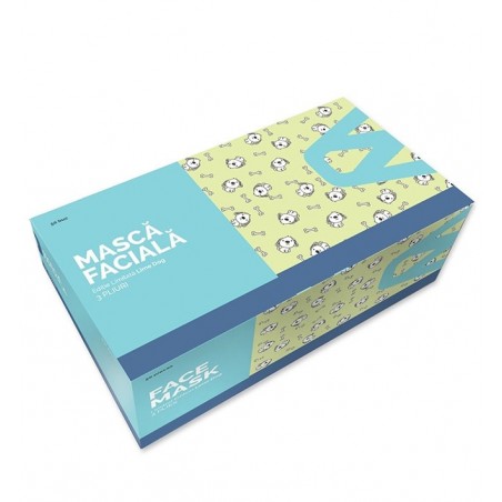 Masca Protectie, Filtrare Bacteriana si Particule, Anti-Astm, 3 pliuri, Model Verde, Cutie 50 buc