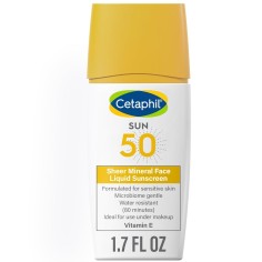 Crema de Fata, Cetaphil, Sun, Sheer Mineral, cu Oxid de Zinc, pentru Piele Sensibila, fara Parfum, SPF 50, 50ml
