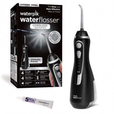 Irigator / Dus Bucal, Waterpik, WP-562, Black, fara fir, 4 Varfuri Incluse, 3 Trepte, Rezevor 210ml, Rotatie 360