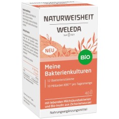 Supliment Alimentar, Weleda, Meine Bakterienkulturen, pentru Flora Intestinala, cu Tulpini de Bacterii Lactice Vii si Inulina Organica, 40 capsule