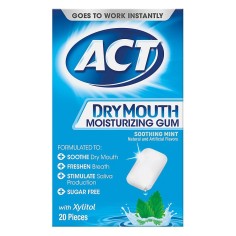 Guma de Mestecat, ACT, Dry Mouth Moisturizing Gum, pentru Gura Uscata, cu Xilitol, 20 tablete